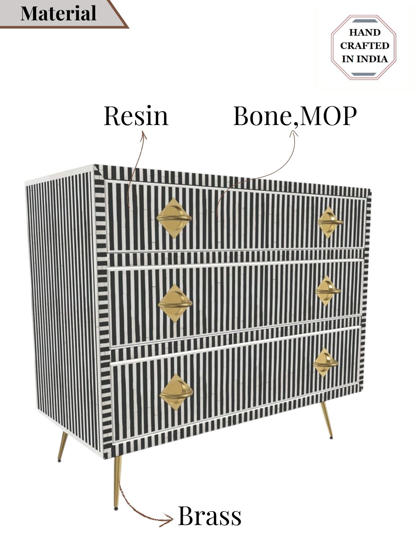 Inlay Chest of Drawers - Waterfall