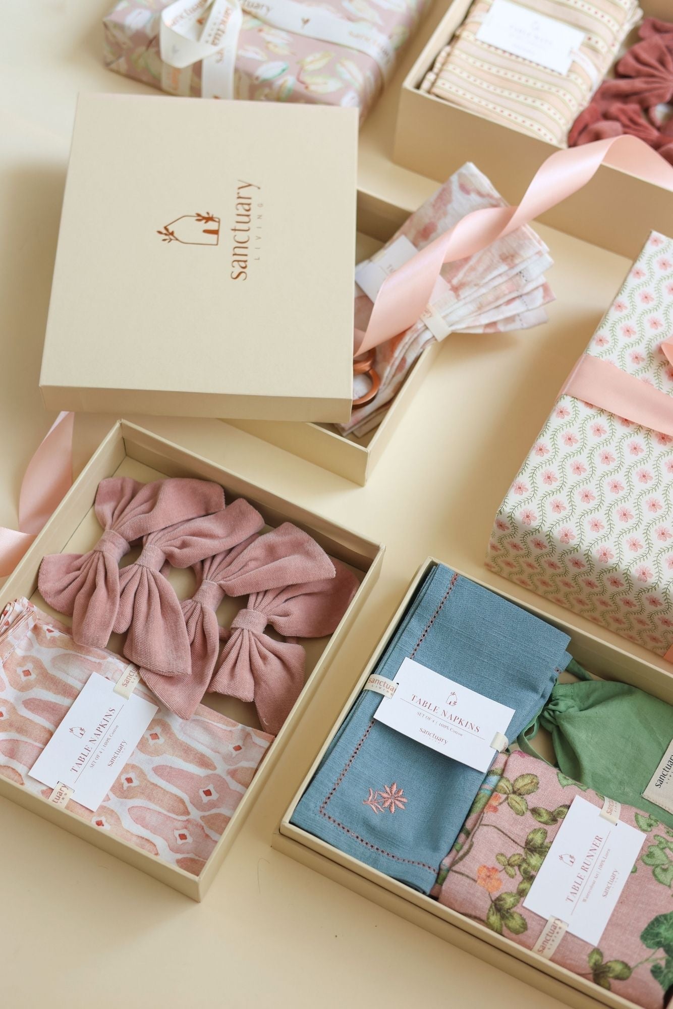 Mosaic Blush Gift Box-Napkins & Napkin Rings