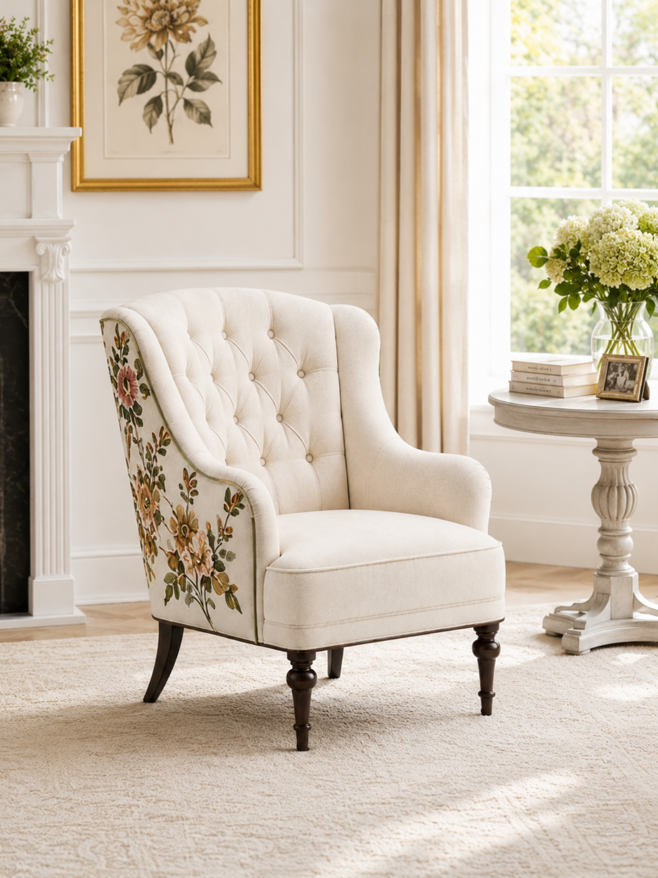 Floréa Ivory Wing Accent Chair