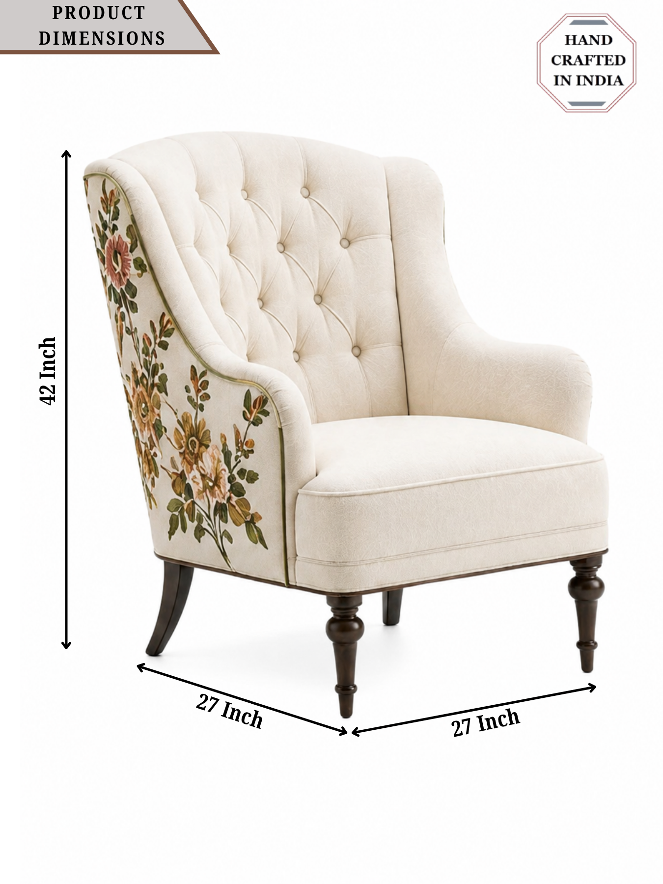 Floréa Ivory Wing Accent Chair