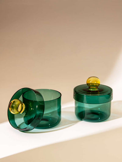 Aurora Glass Jar - Teal (Set of 2)
