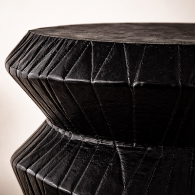 Noir Facet Obsidian Aluminum Accent Table – Modern Sculptural Coffee Table