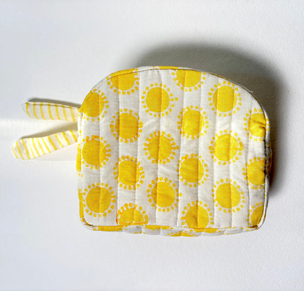 Sustainable Quilted Cotton Travel Pouch l Golden Hour Classic Organizer