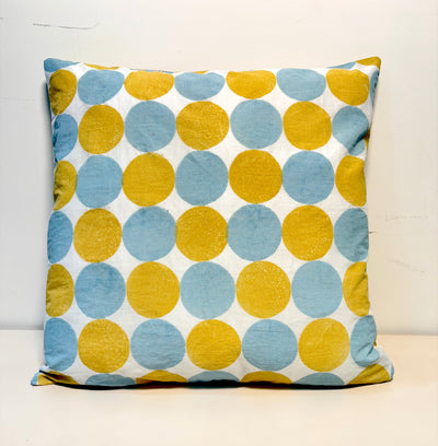 Polka Pot Reversiable Cotton Cushion Cover l Yellow & Blue