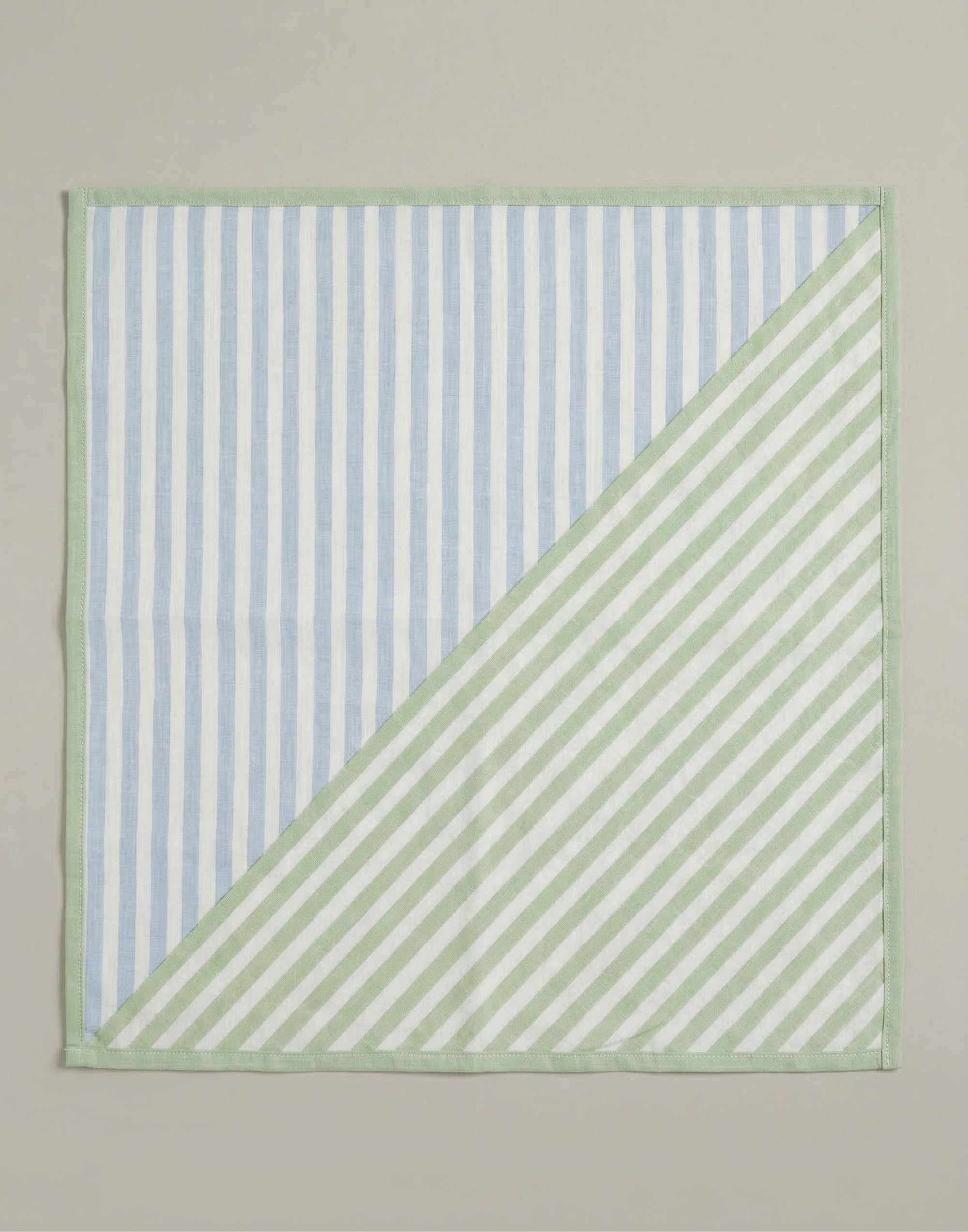 Blue & Green Stripes Bandana I Cotton Square Scarf