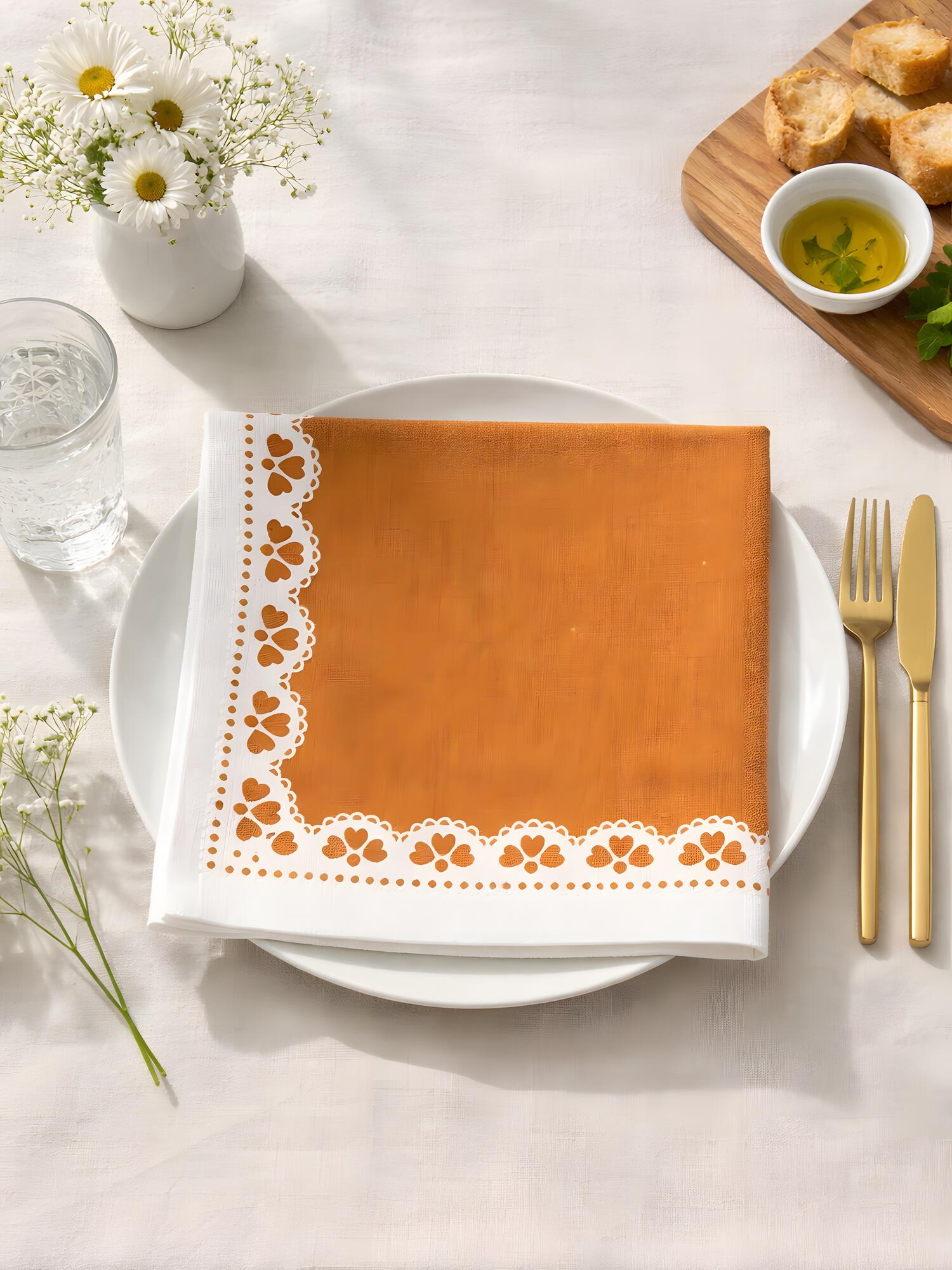 Terracotta Bloom Printed Cotton Napkins
