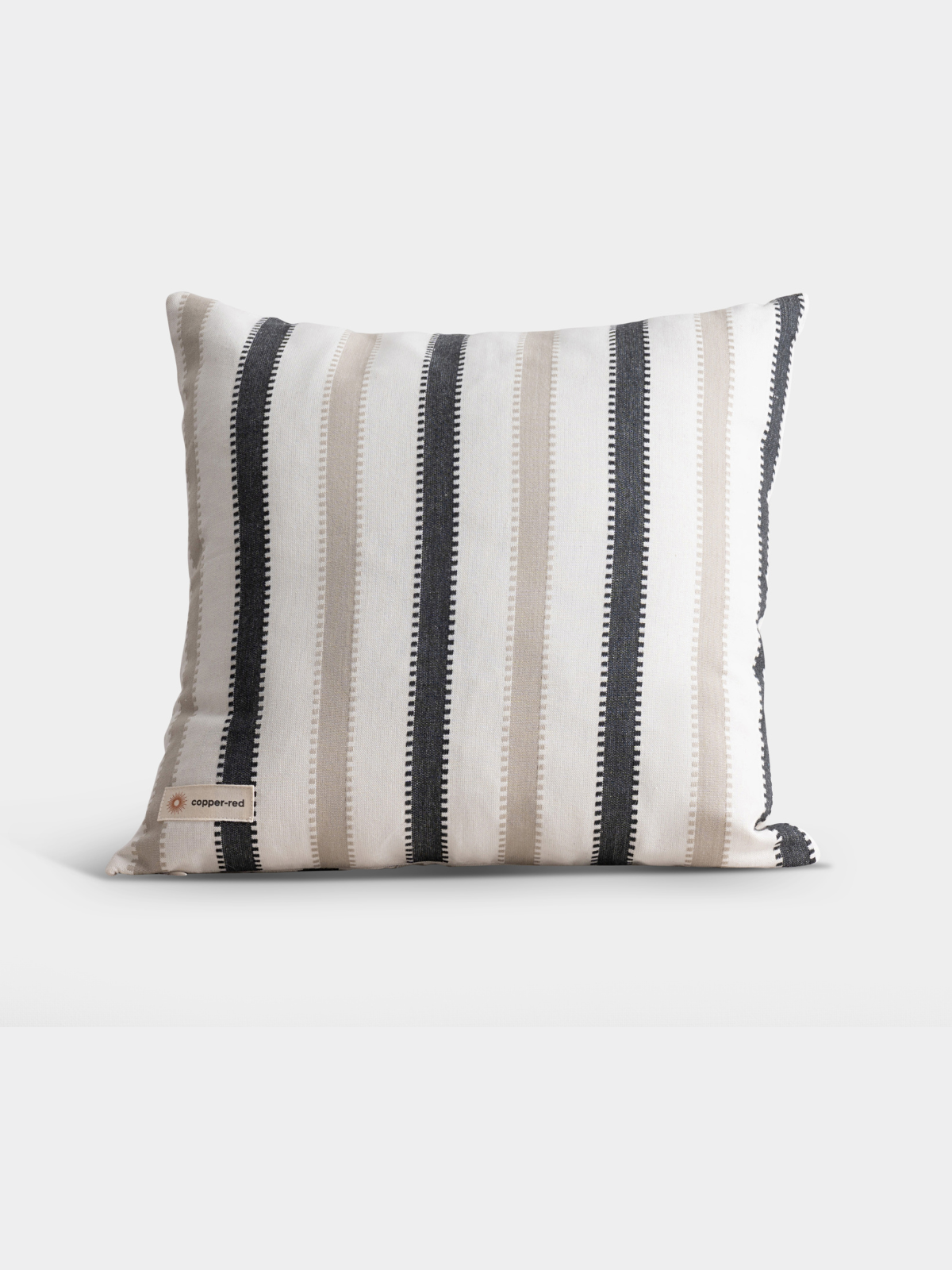 Oslo Black and Beige Striped Cotton Cushion Cover