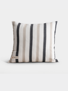 Oslo Black and Beige Striped Cotton Cushion Cover