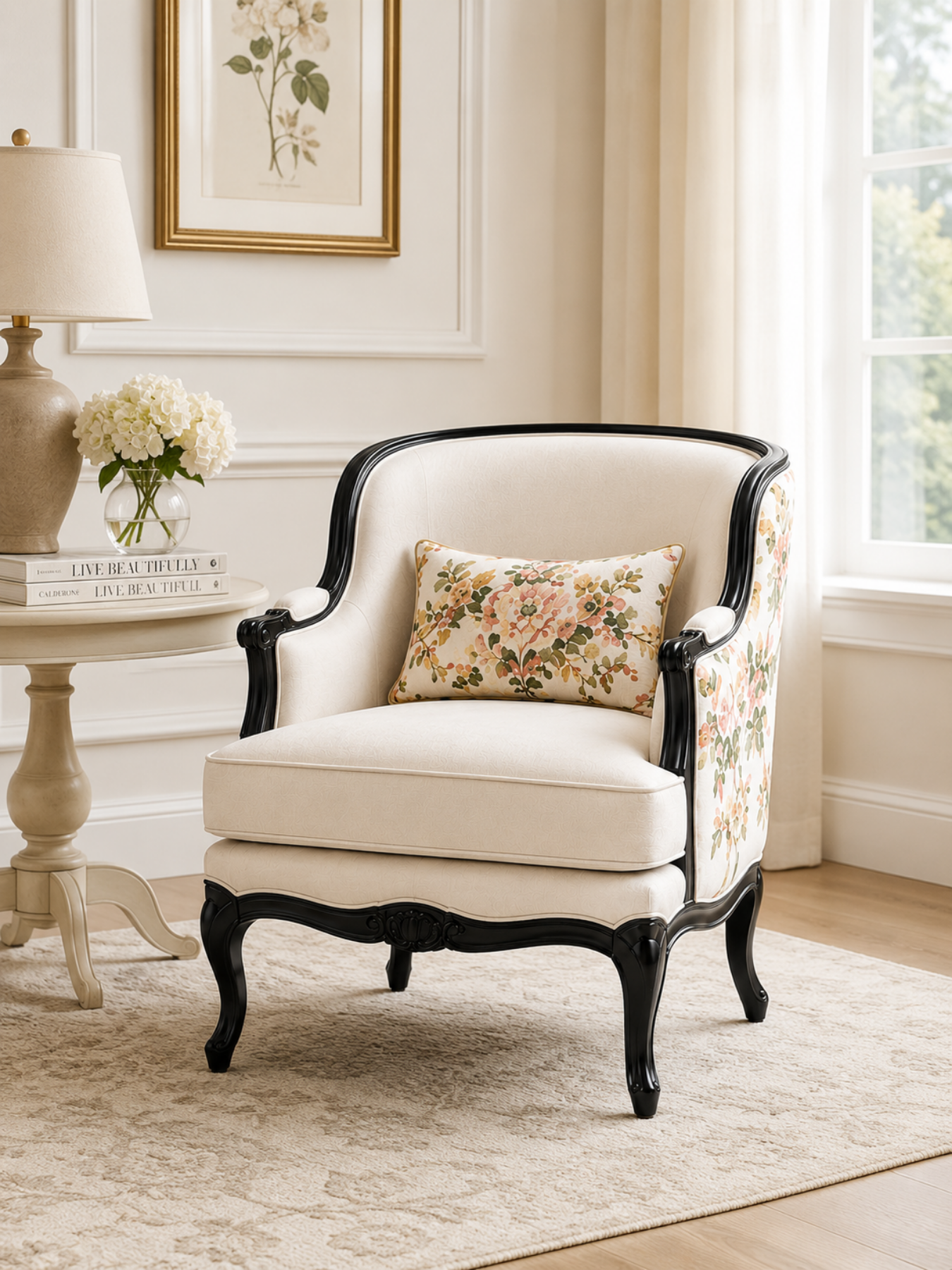 Zoria Floral Wing Accent Chair