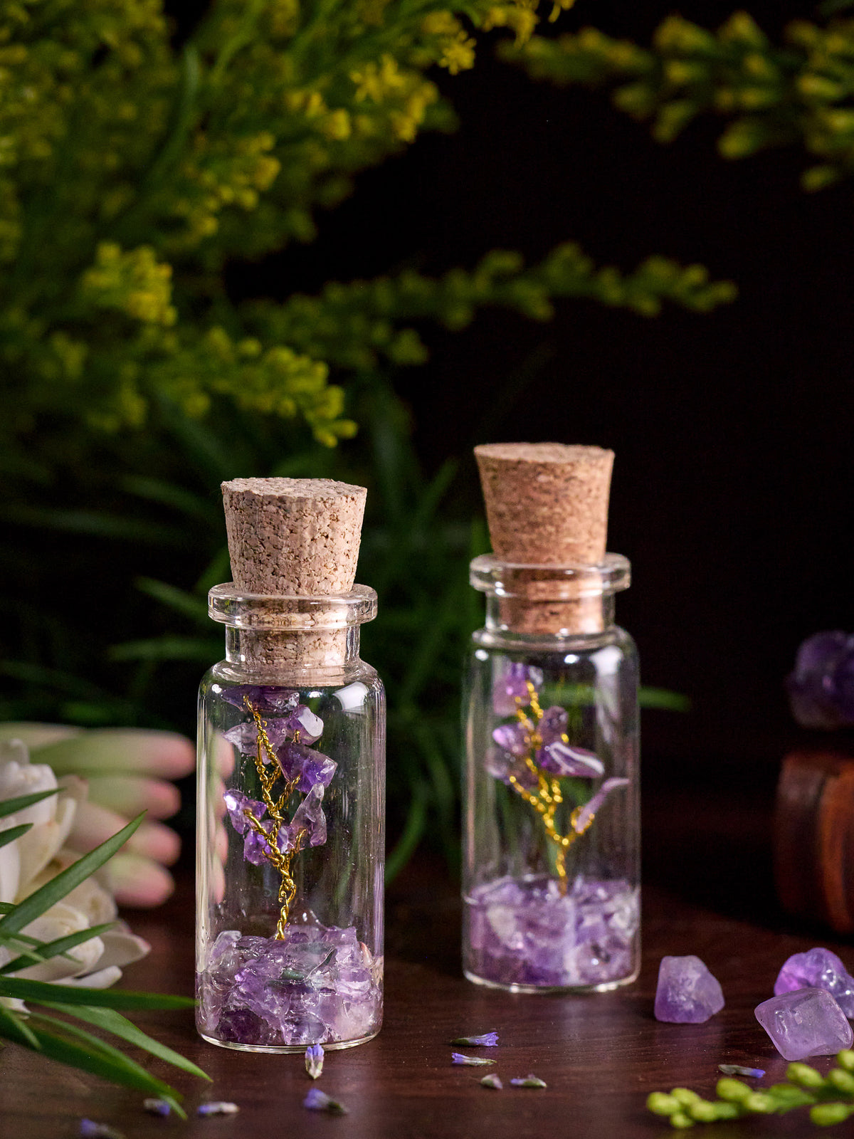 Semi-precious Gemstone - Amethyst Bottle Tree - Set of 2
