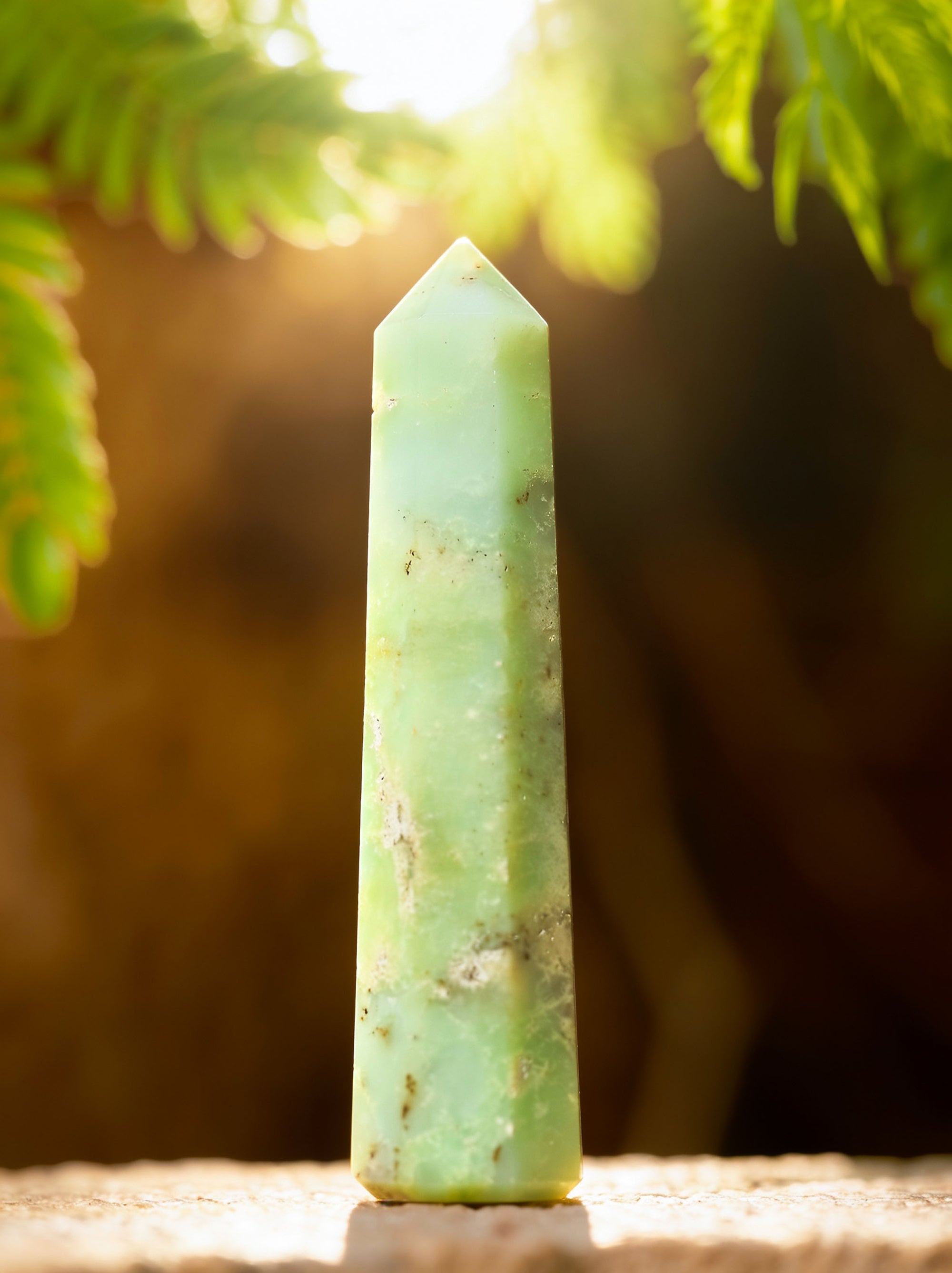 Semi-precious Gemstone - Chrysoprase Obelisk