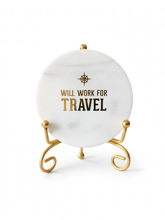 Designer Marble Decorative Plate with Metal Stand