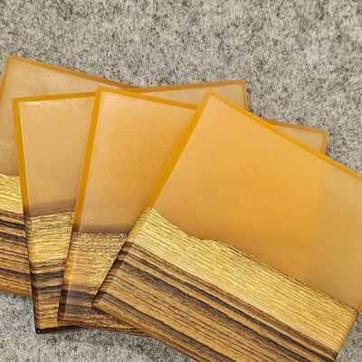 Elegant Orange Epoxy Resin Coasters set of 4