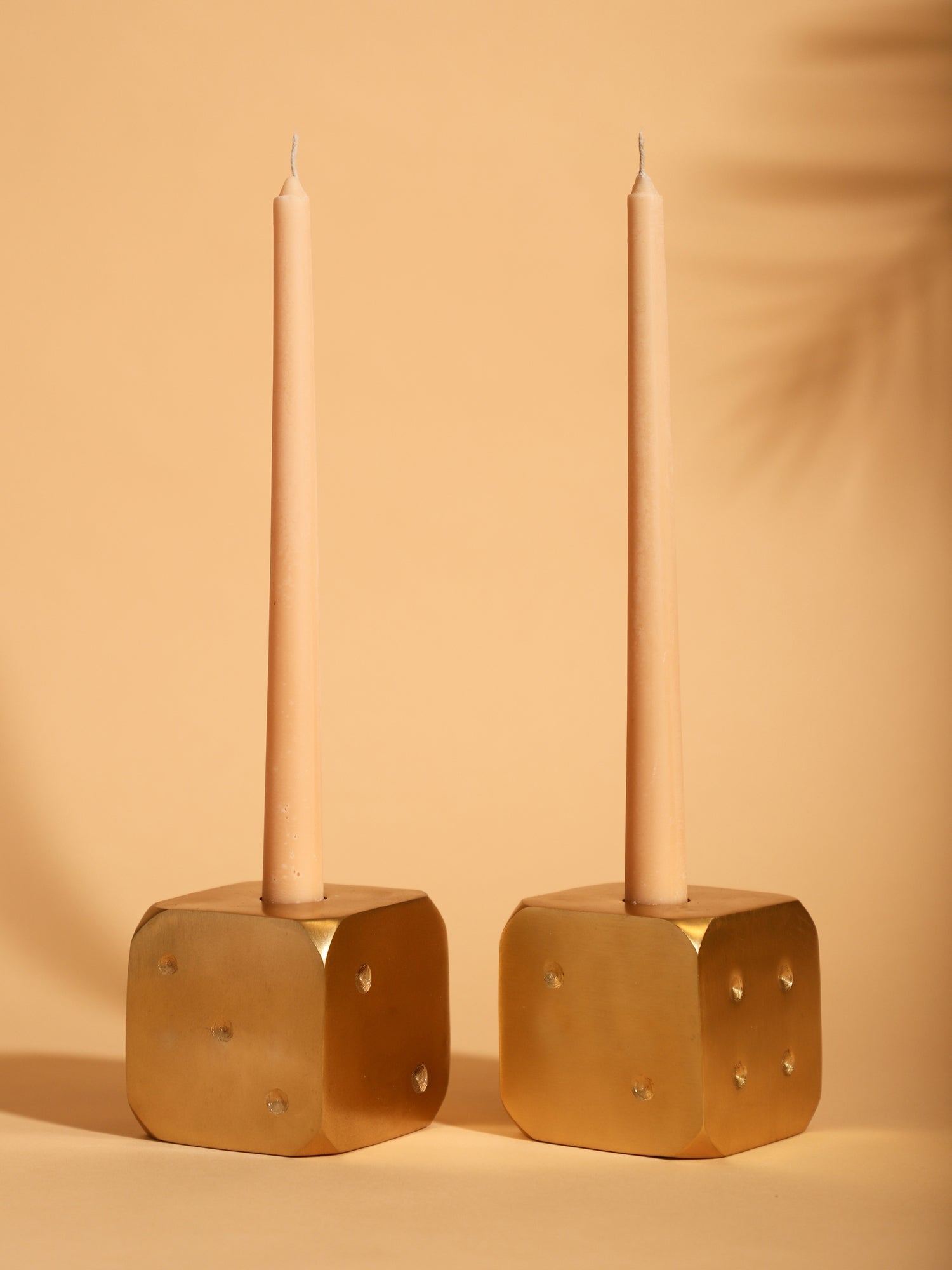 Golden Metal Dice Candle Holder and Table Decor