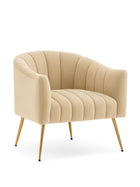 Modern Velvet Barrel Chair with Gold Metal Legs