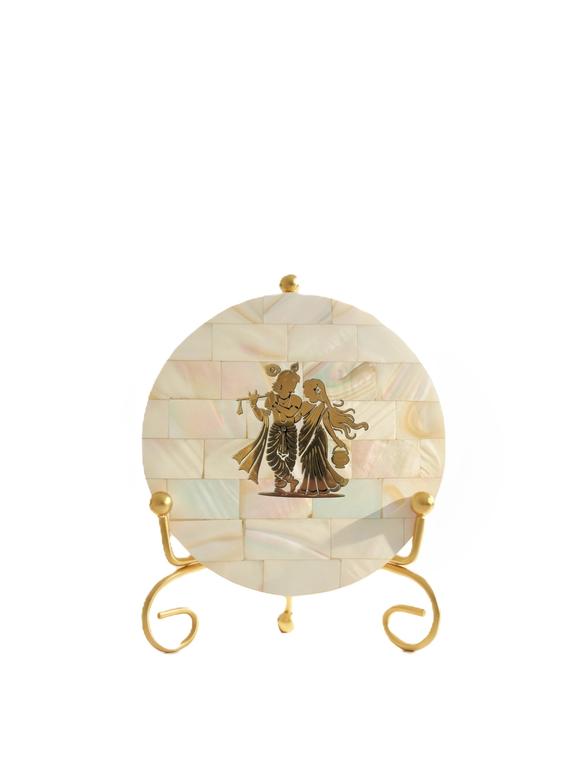 Natural Marble Stone Radha Krishna Frame Showpiece