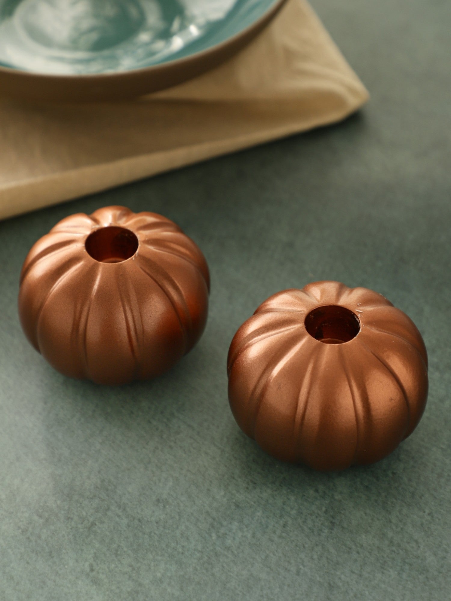 Rose Gold Pumpkin Candle Holder