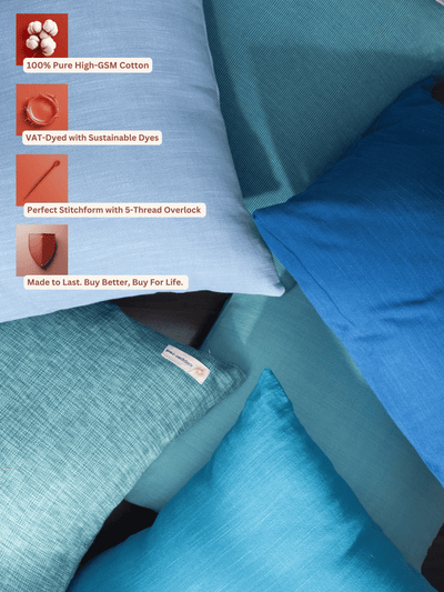 Corsica Powder Blue Cotton Cushion Cover