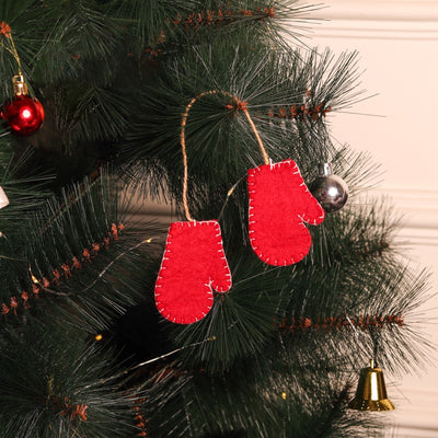 Christmas Hanging Felt Ornaments (Bethlehem Sheep + Angel + 2 Mittens)