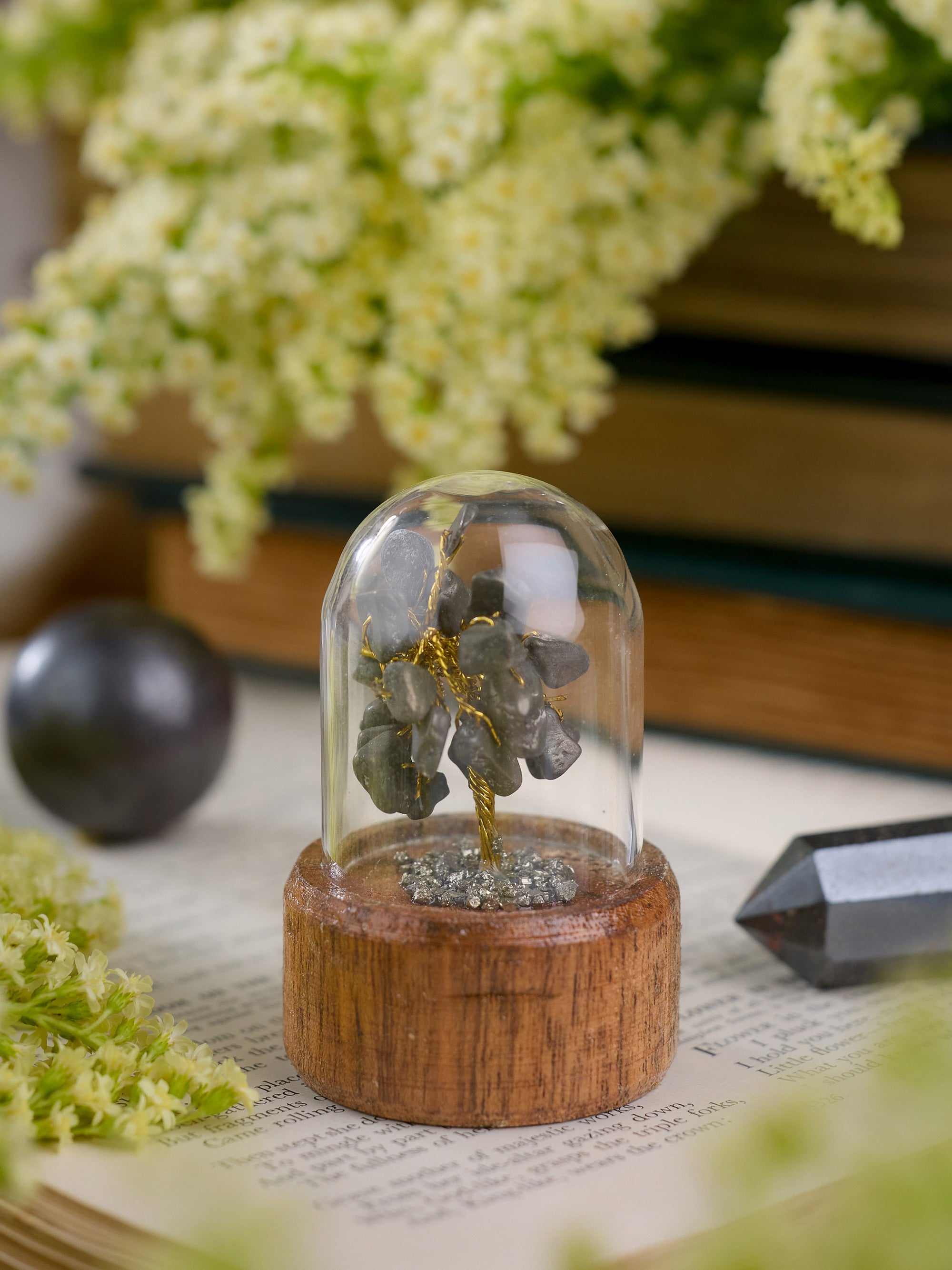 Semi-precious Gemstone - Pyrite Tree in Glass Dome