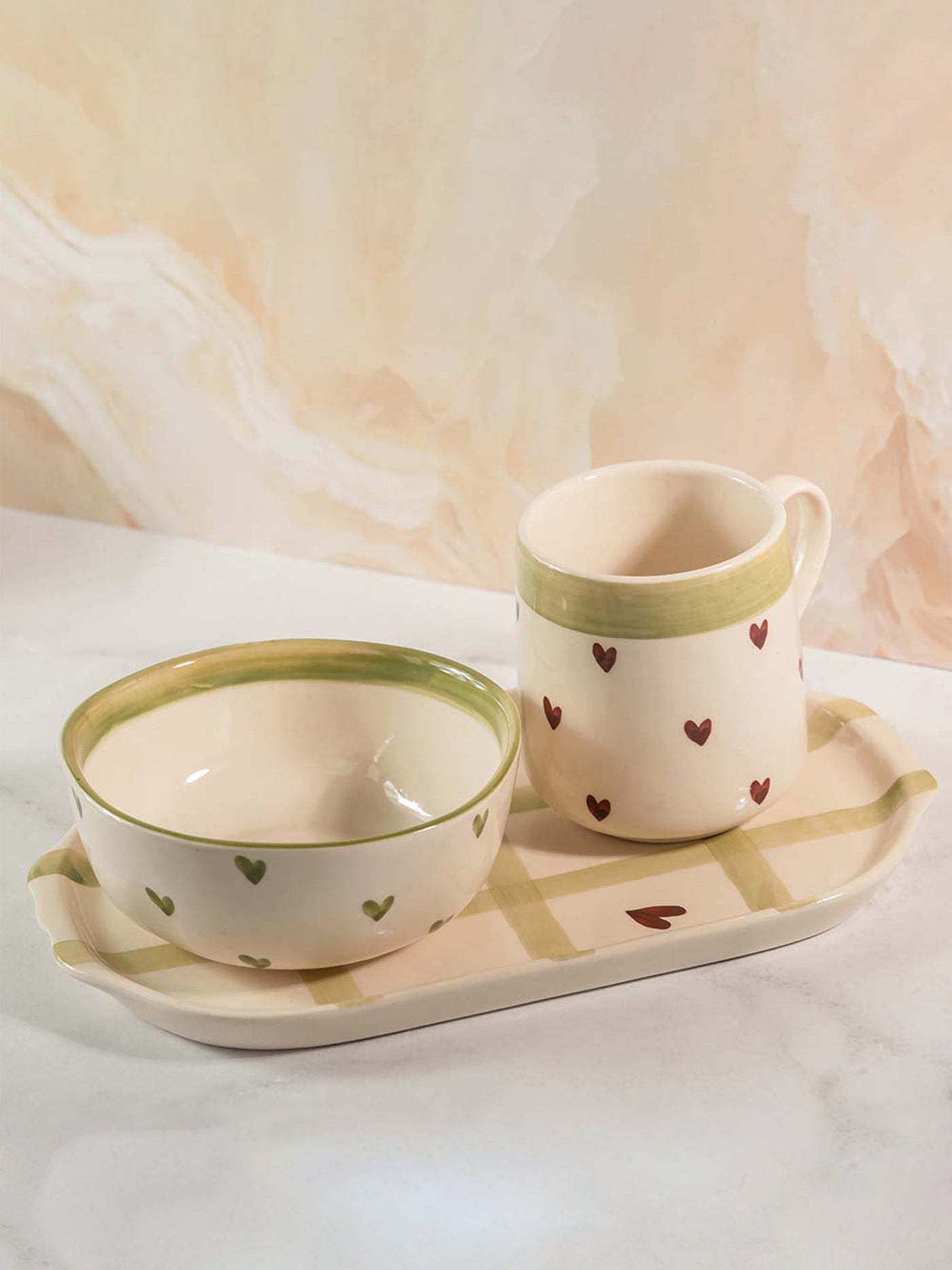 Ceramic Breakfast Set - Lovestruck Green