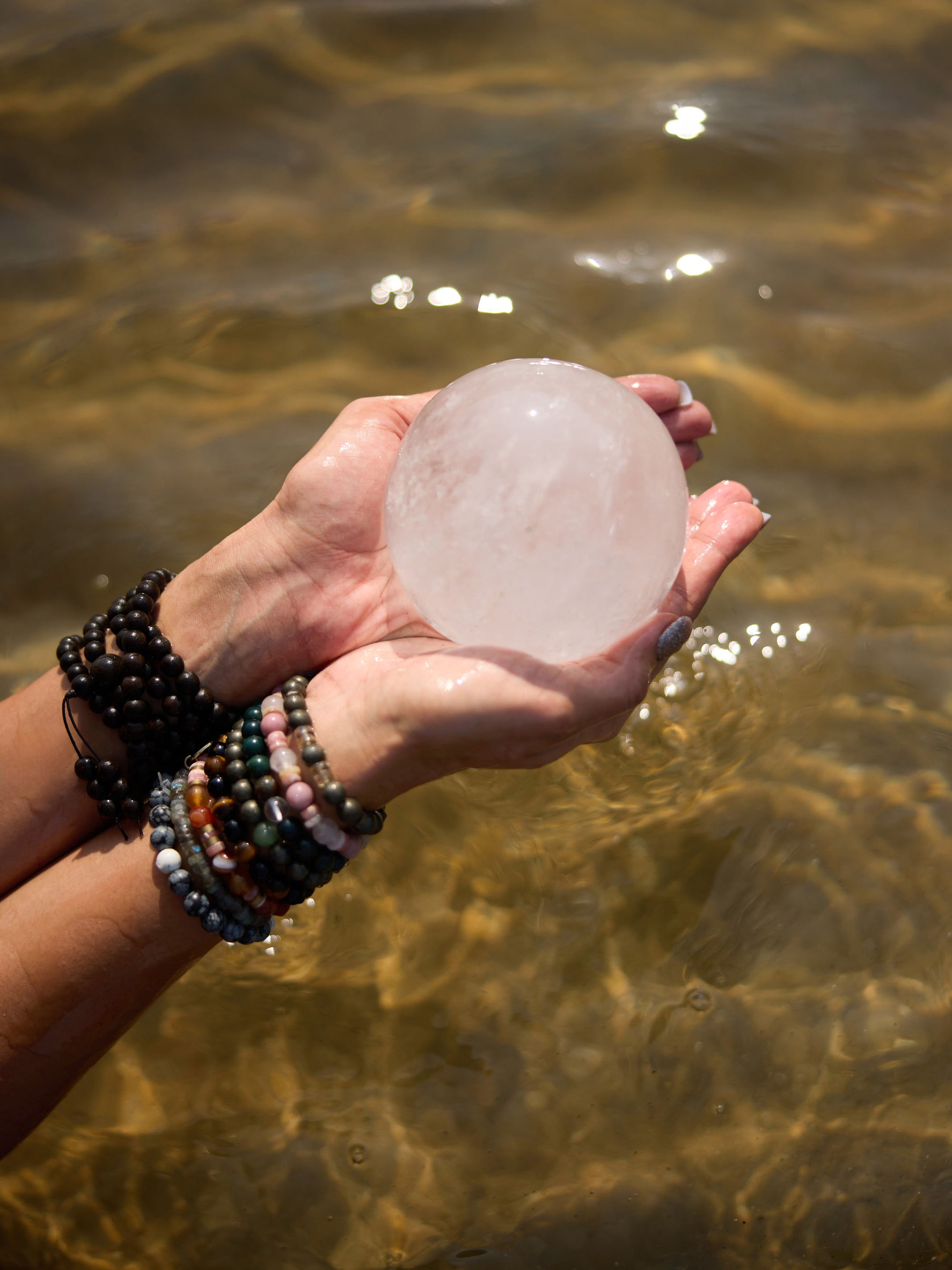 Semi-precious Stone - White Crystal Ball (Large)