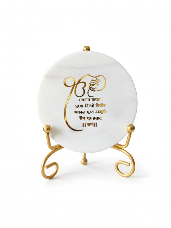 Marble Decorative Plate with Stand | Mool Mantra Spiritual Design