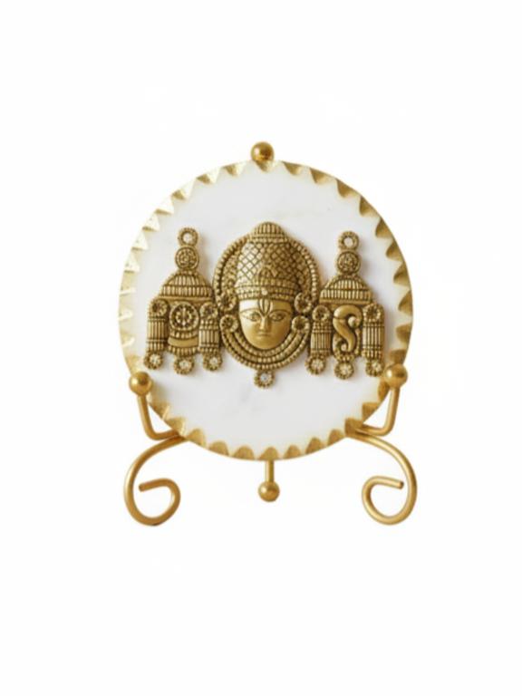 Premium Marble Metal Venkateshwara Decorative Plate with Stand