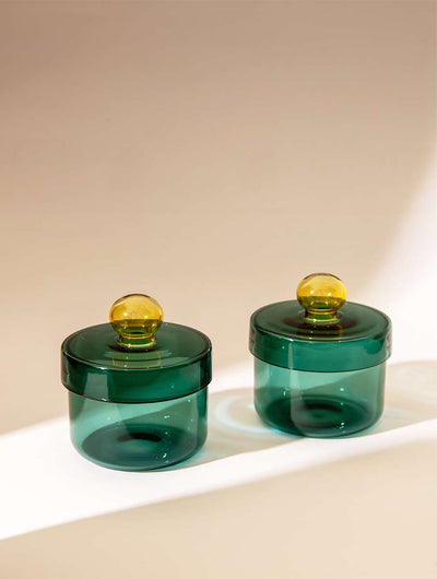Aurora Glass Jar - Teal (Set of 2)