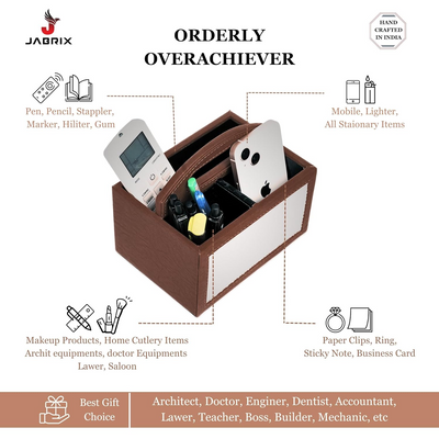 Square Vegan Leather Desk Organizer – 3-Compartment