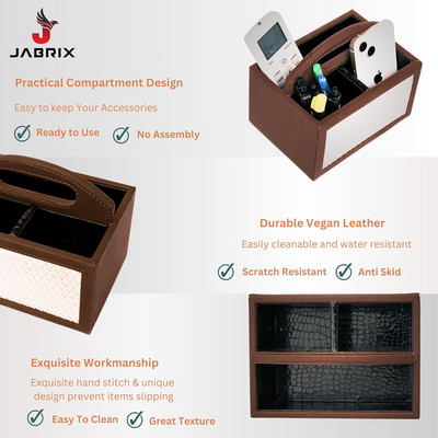 Square Vegan Leather Desk Organizer – 3-Compartment