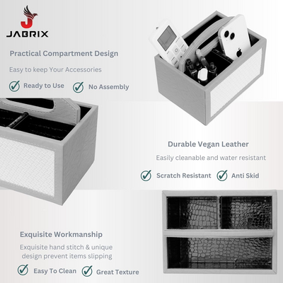 Square Vegan Leather Desk Organizer – 3-Compartment