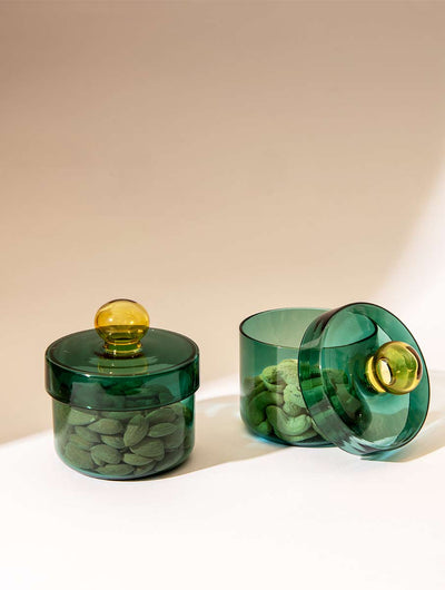 Aurora Glass Jar - Teal (Set of 2)