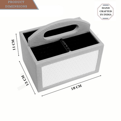 Square Vegan Leather Desk Organizer – 3-Compartment