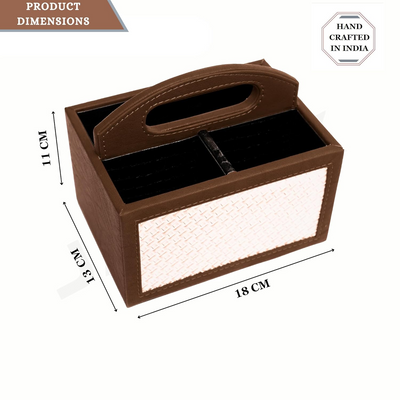 Square Vegan Leather Desk Organizer – 3-Compartment