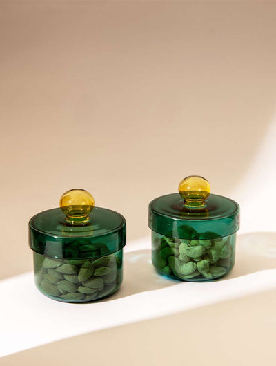 Aurora Glass Jar - Teal (Set of 2)