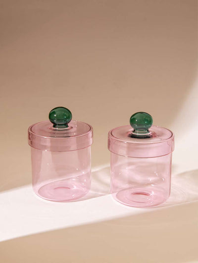 Aurora Glass Jar - Pink (Set of 2)