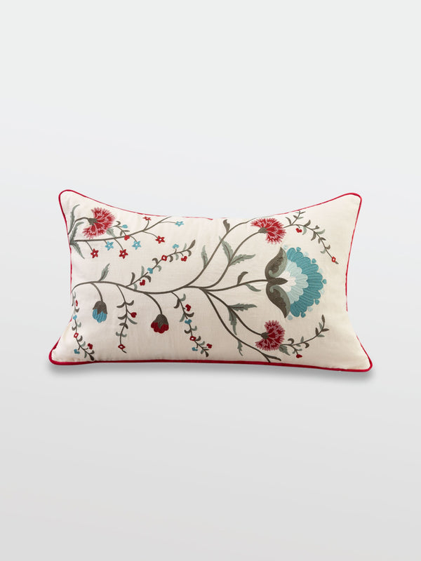 Cushion Cover - Ziya Deep Ivory Lumbar Embroidered