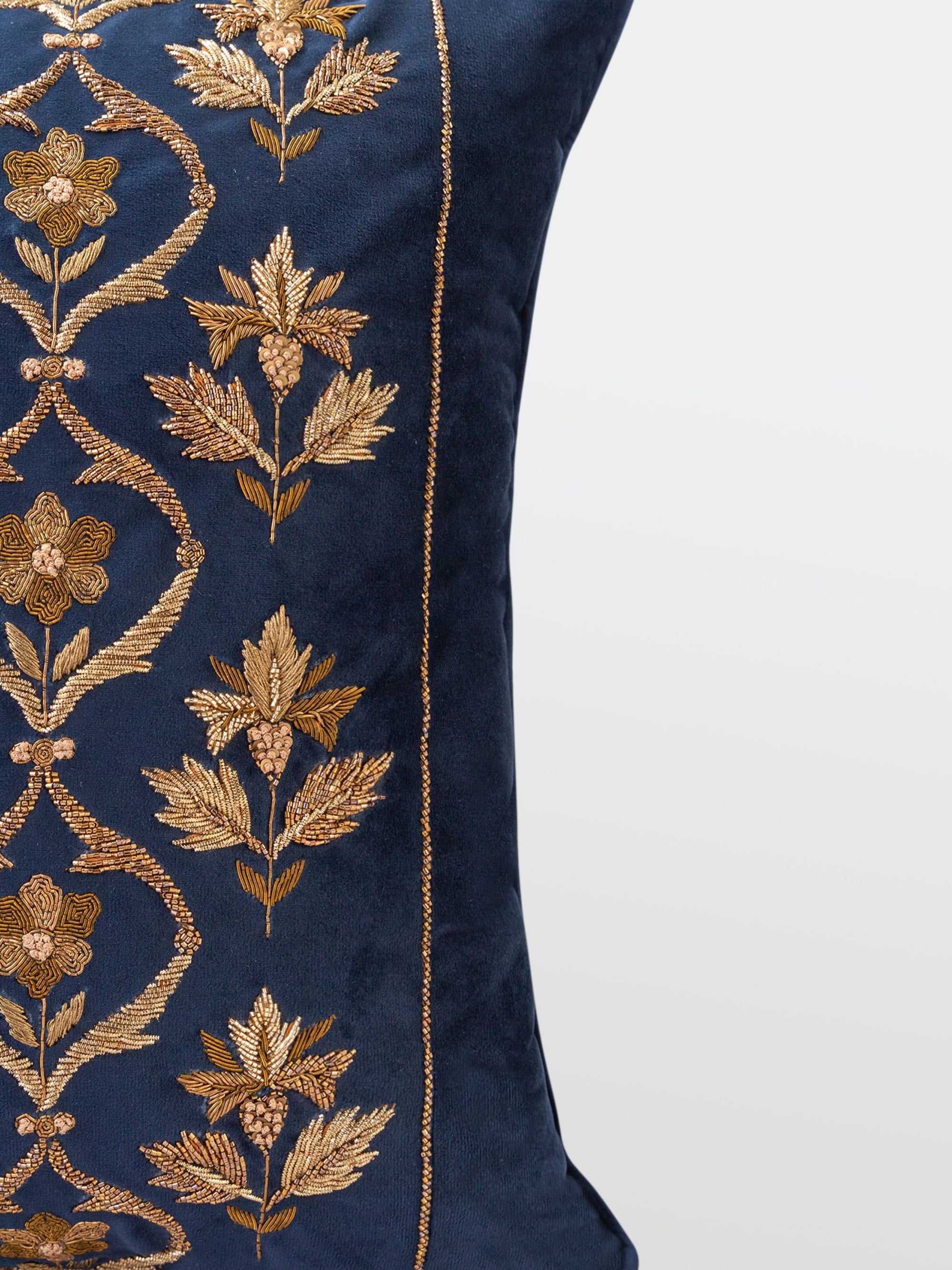 Cushion Cover - Gulzar Navy Embroidered