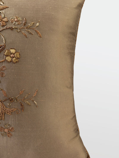 Qadir Gold Embroidered Cushion