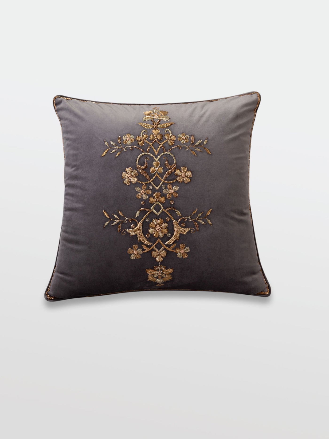 Qadir Charcoal Embroidered Cushion