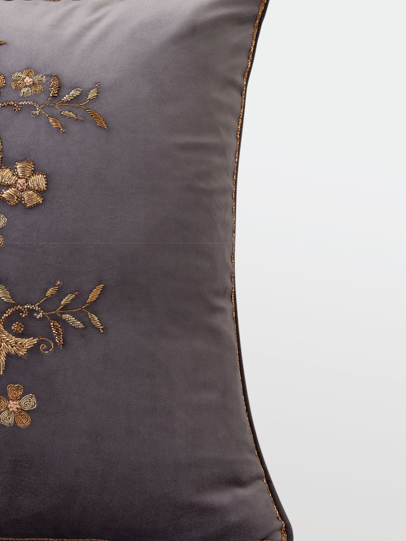 Cushion Cover - Qadir Charcoal Embroidered