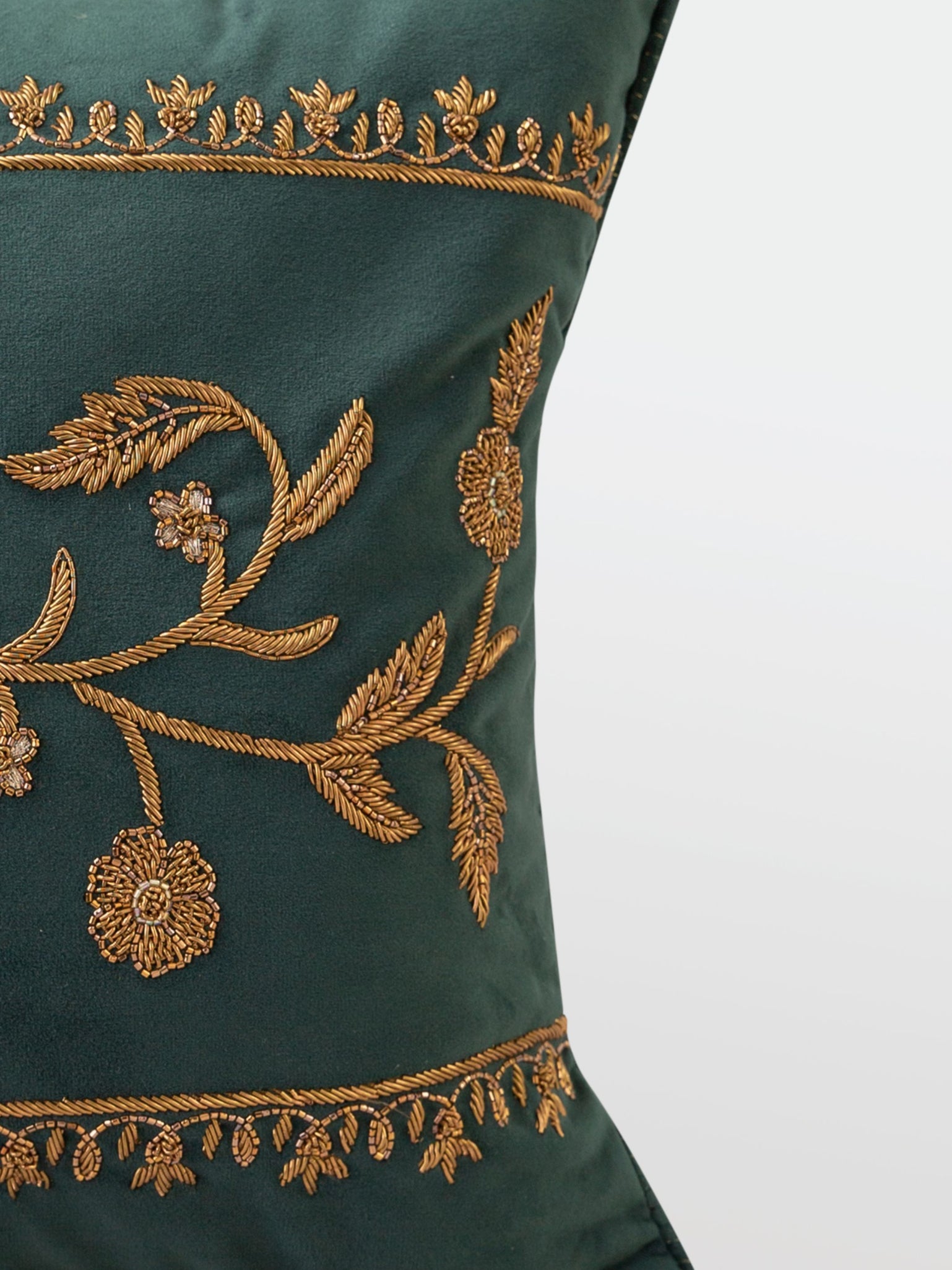 Cushion Cover - Ziya Forest Green Embroidered