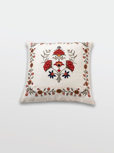 Faiza White Embroidered Cushion