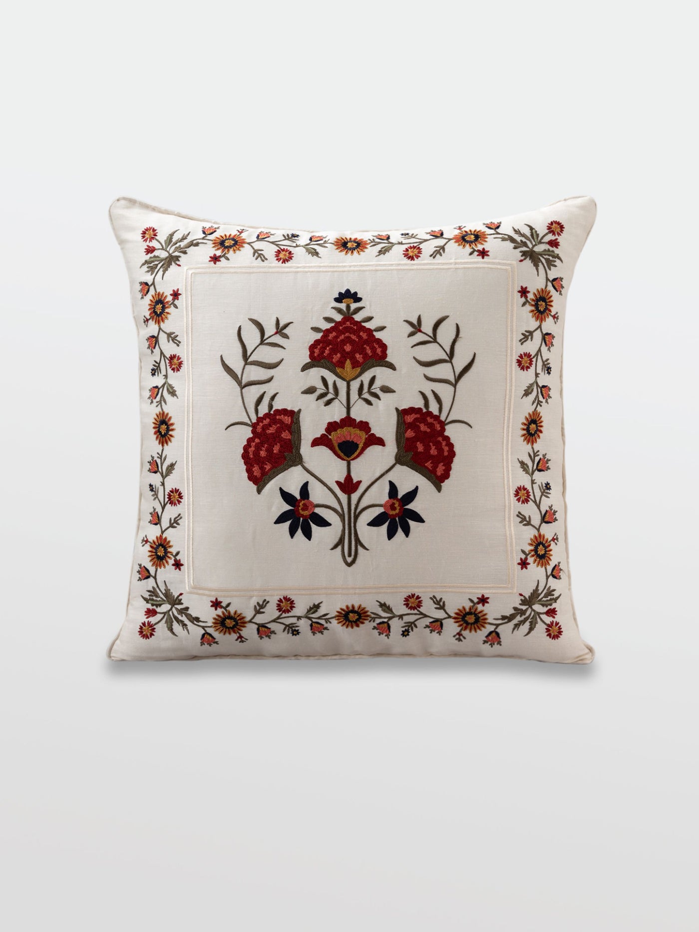 Faiza White Embroidered Cushion