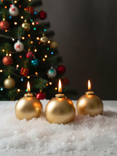 Holiday Baubles Candles - Set of 3