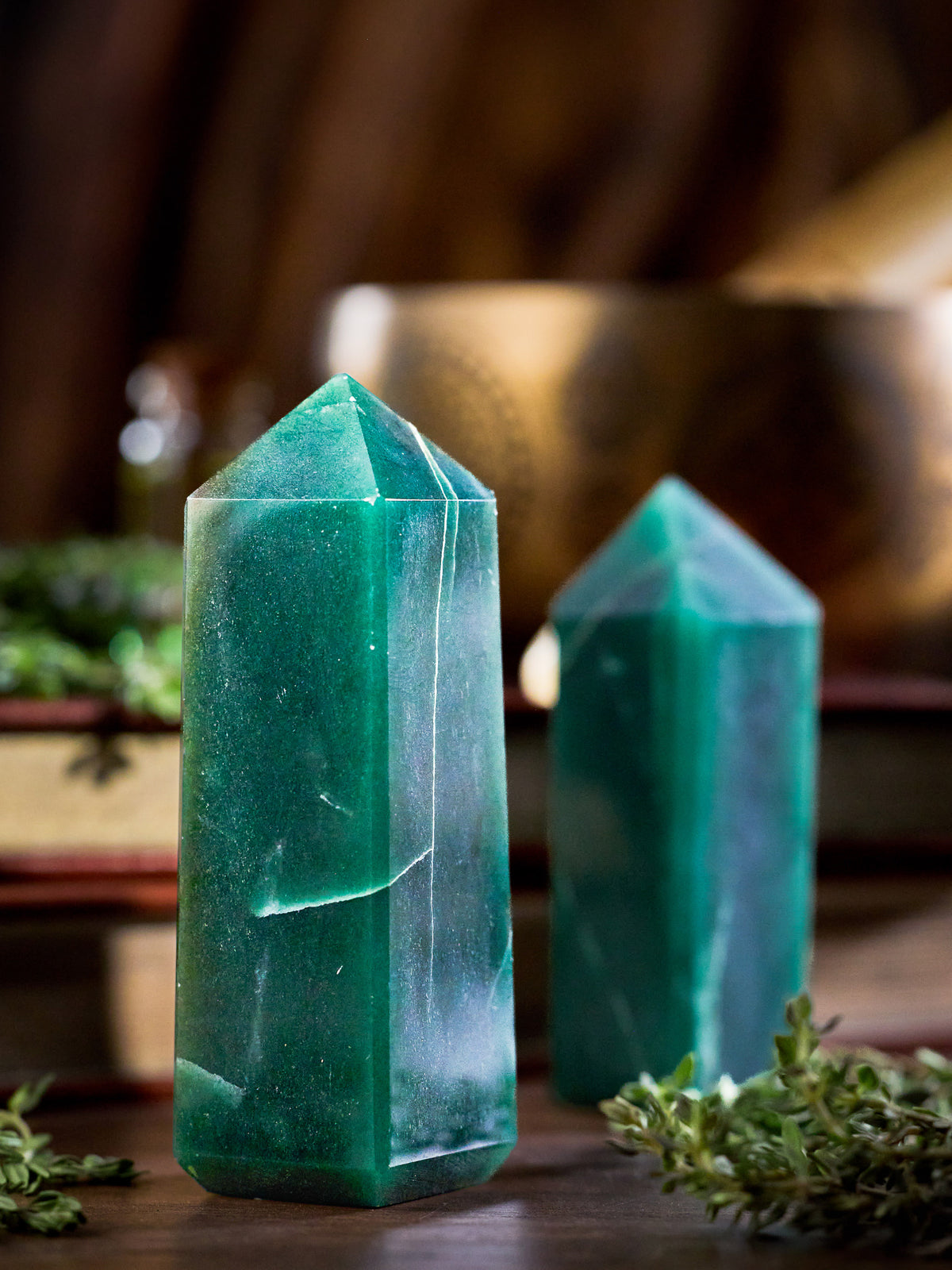 Semi-precious Gemstone - Green Jade Tower