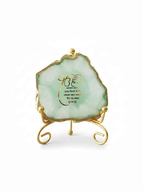 Premium Agate Decorative Plate with Stand | Mool Mantra Spiritual Design