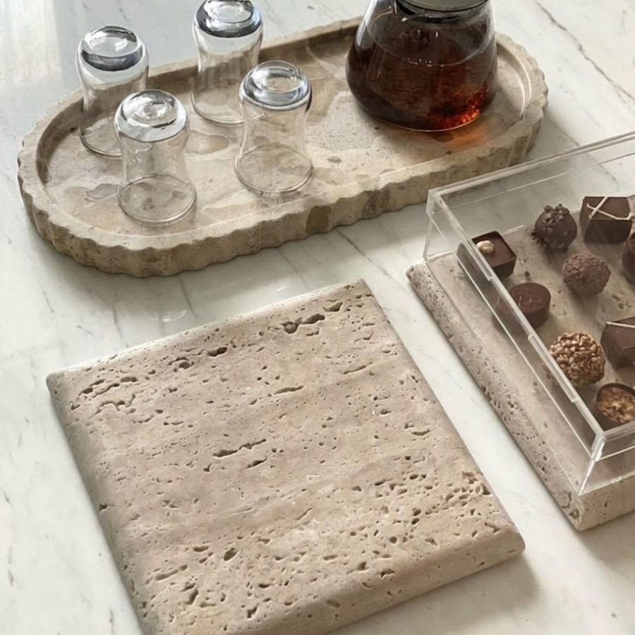SEVILLE MARBLE SCALOPED TRAY
