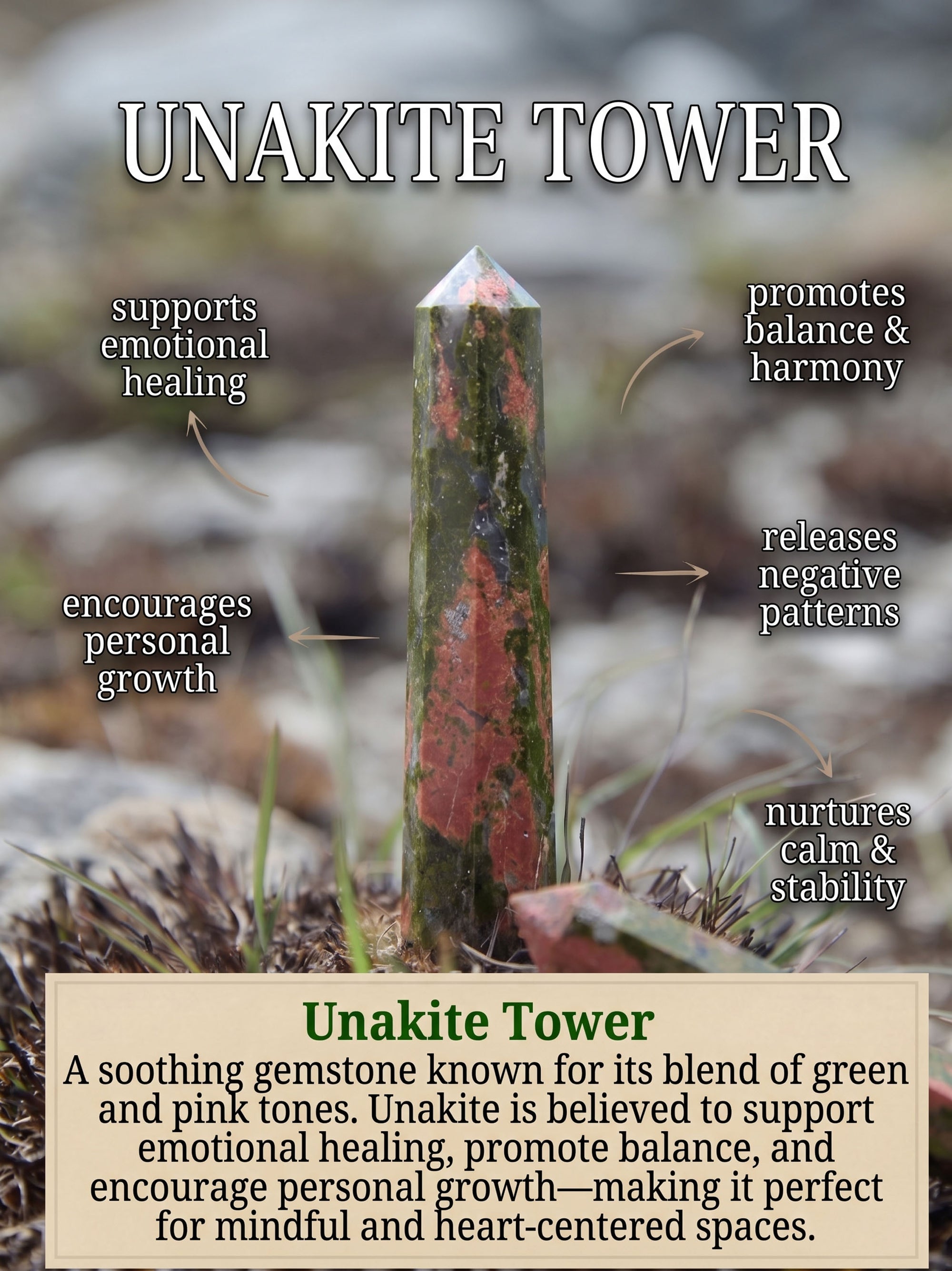 Gemstone Tower | Unakite Obelisk